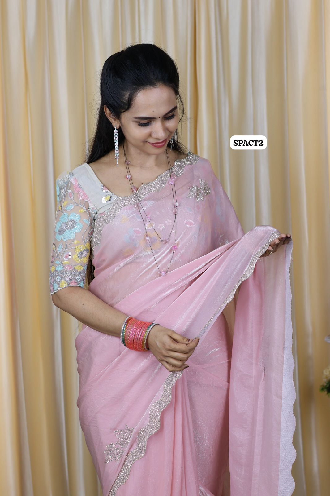 Exclusive Premium quality space silk with premium real stone work🥳