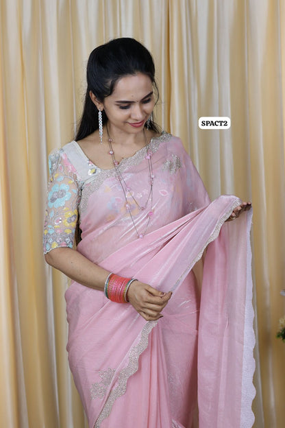 Exclusive Premium quality space silk with premium real stone work🥳