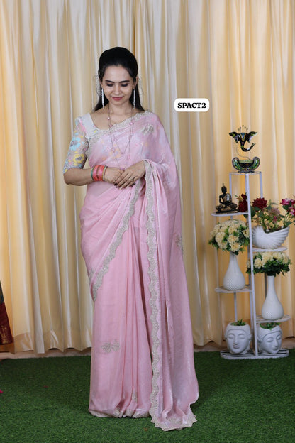 Exclusive Premium quality space silk with premium real stone work🥳