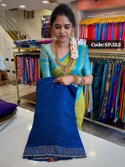 Premium space silk sarees with real jarkhan diamond work 😍🥳