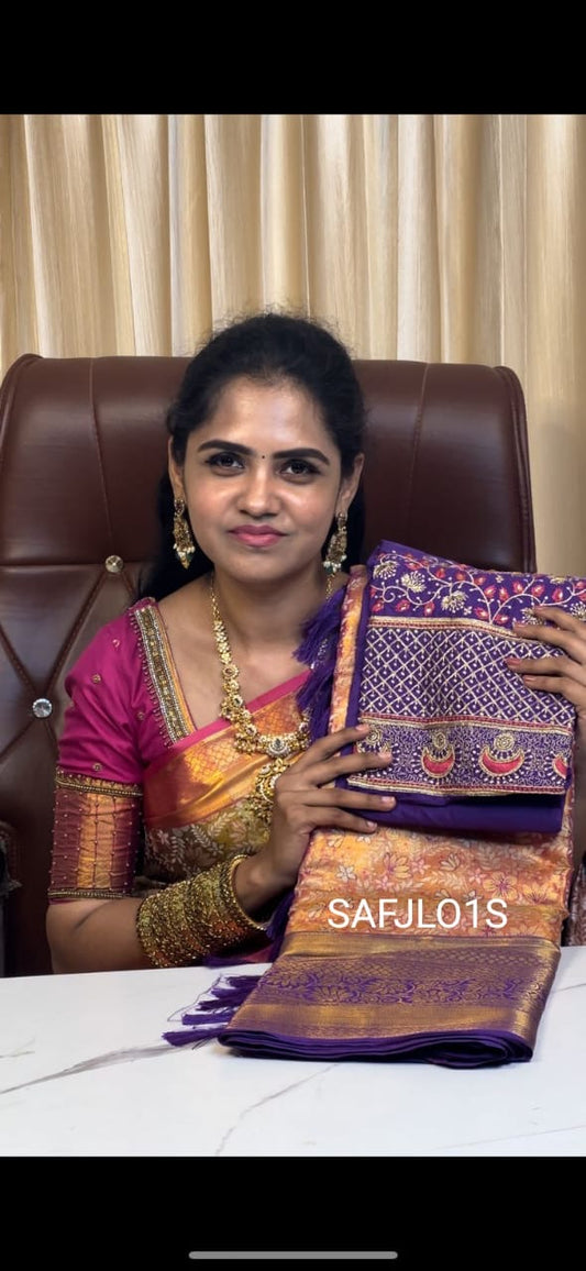 Kanchi bridal saree with embroidery blouse 🥰