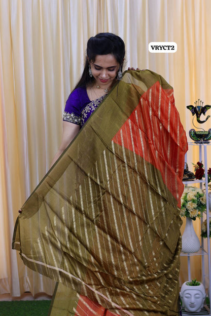 Mashmellow georgette with zari border 🏃‍♀️.