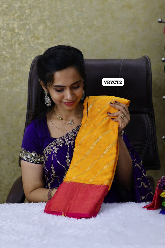 Mashmellow georgette with zari border 🏃‍♀️