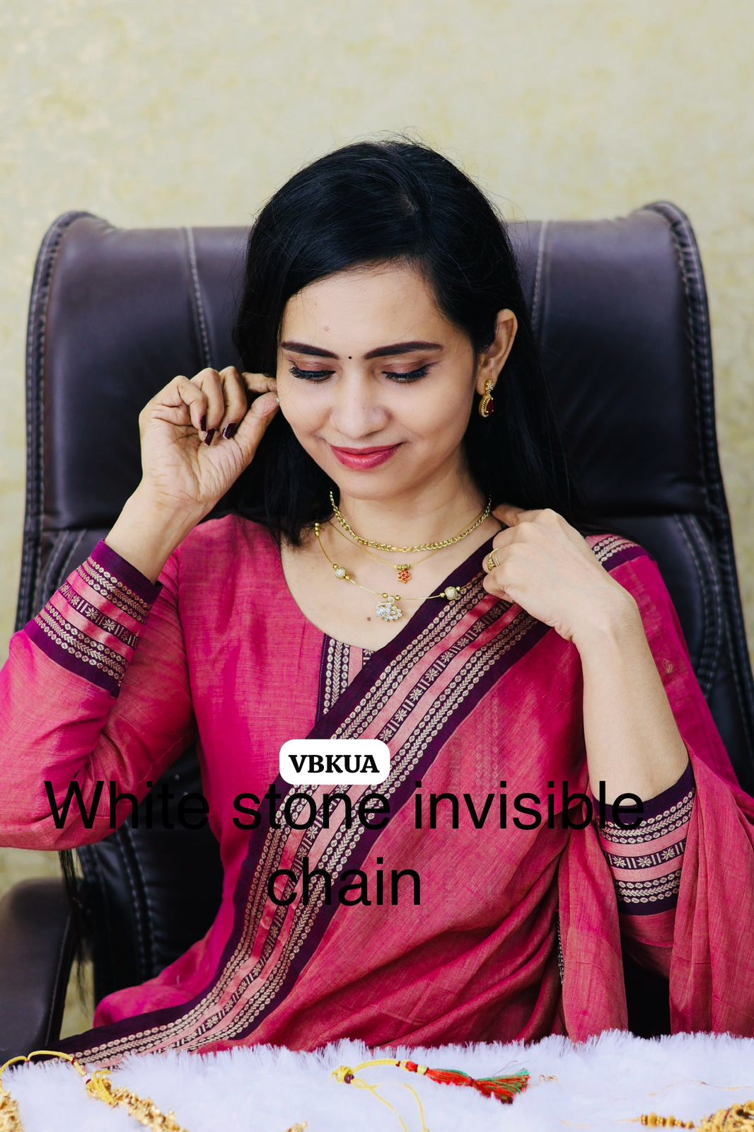 Premium diamond cut stone work invisible chain🏃‍♀️