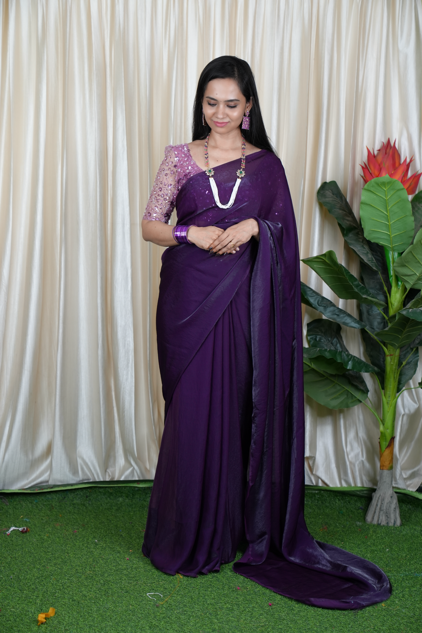 Premium quality Space silk saree with designer blouse unstitched🥳