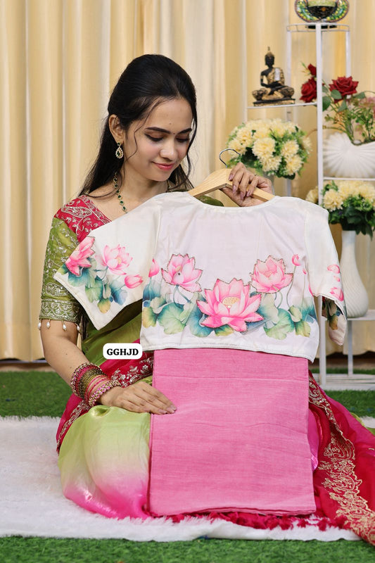 Kadhi cotton saree with stitched blouse 🥳blouse 34-42 Alterable