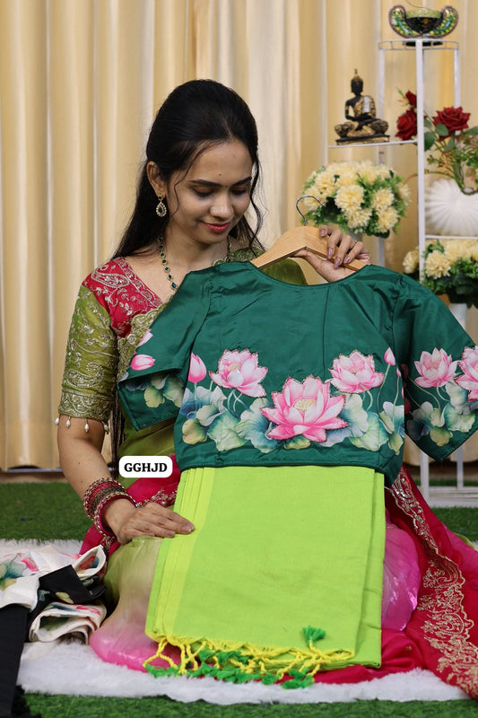 Kadhi cotton saree with stitched blouse 😍🥳blouse 34-42 Alterable