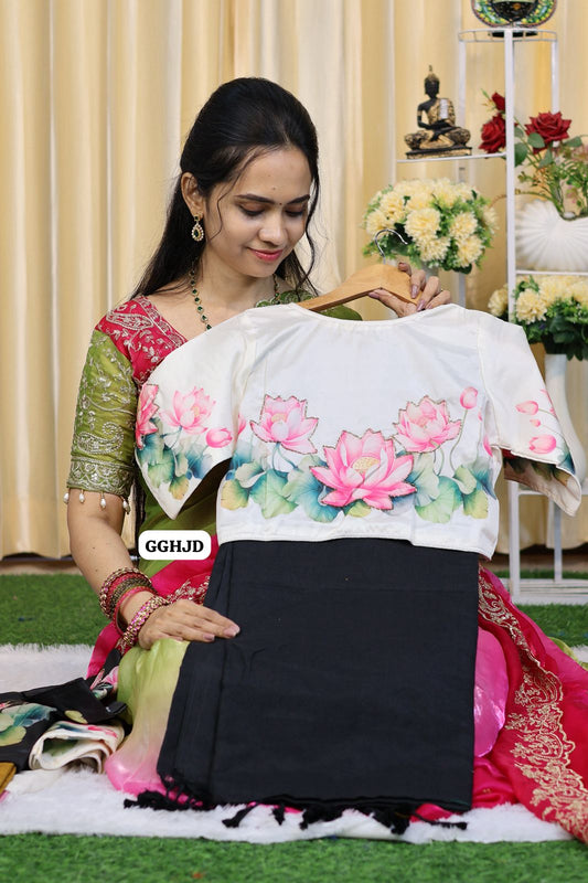 Kadhi cotton saree with stitched blouse 🥳blouse 34-42 Alterable