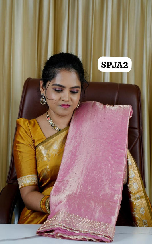 Premium space silk sarees with real jarkhan diamond work🥰🥳✅Pink colour