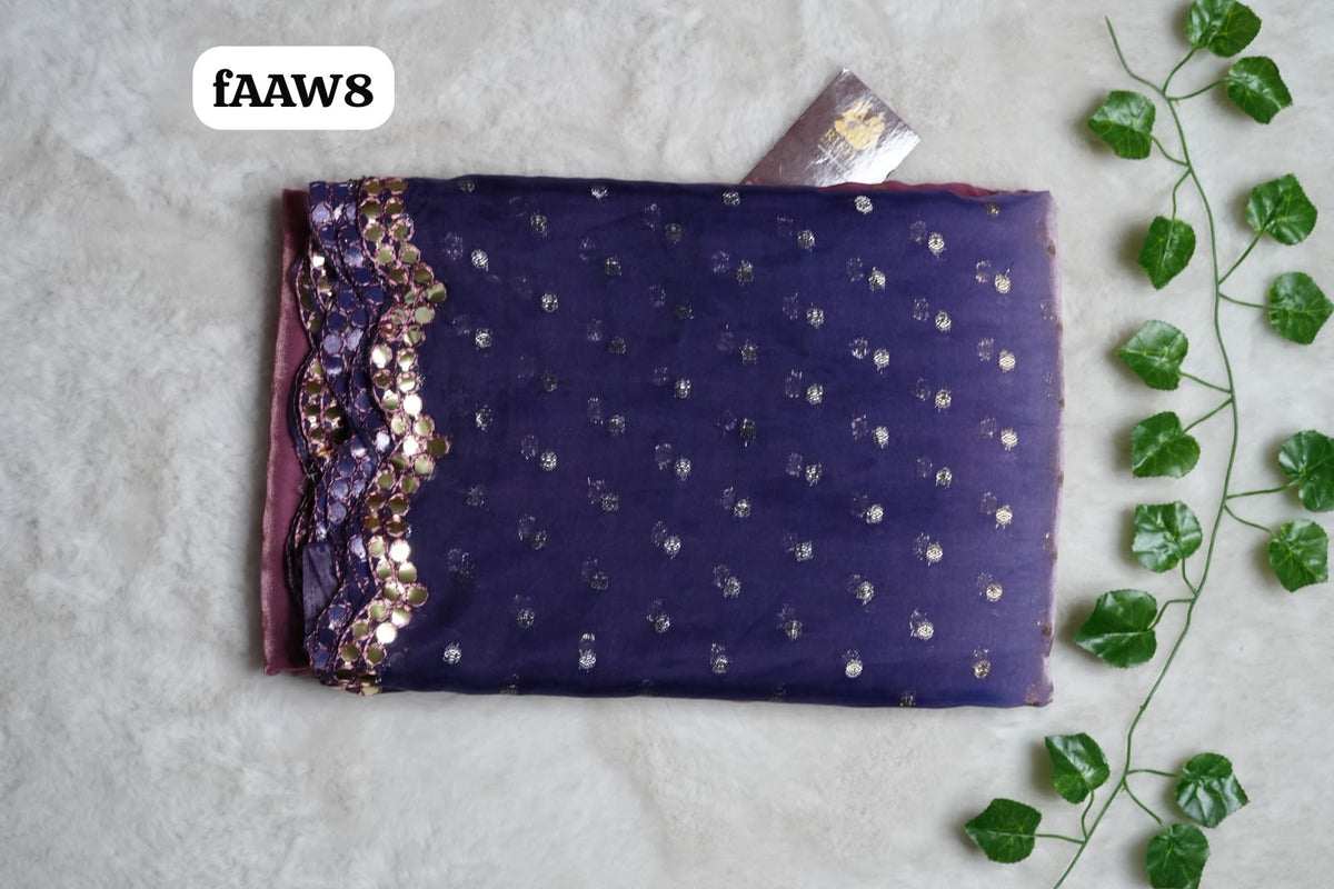 Chimmer chiffon With Cut Work Border Saree🥰😎📚