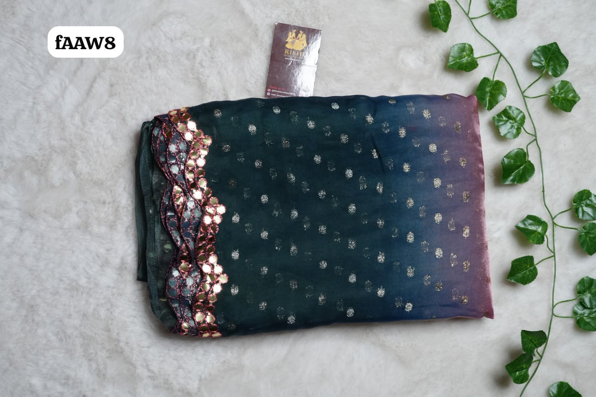 Chimmer chiffon With Cut Work Border Saree🥰😎📚