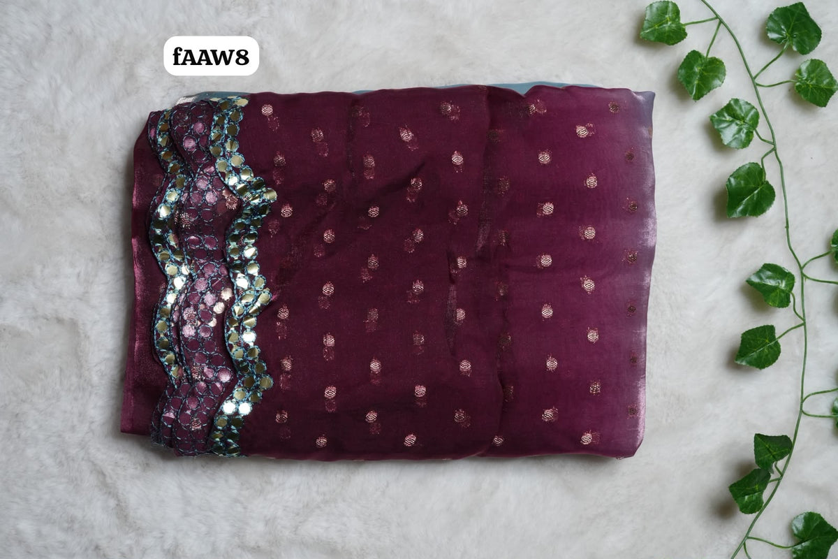 Chimmer chiffon With Cut Work Border Saree🥰😎📚