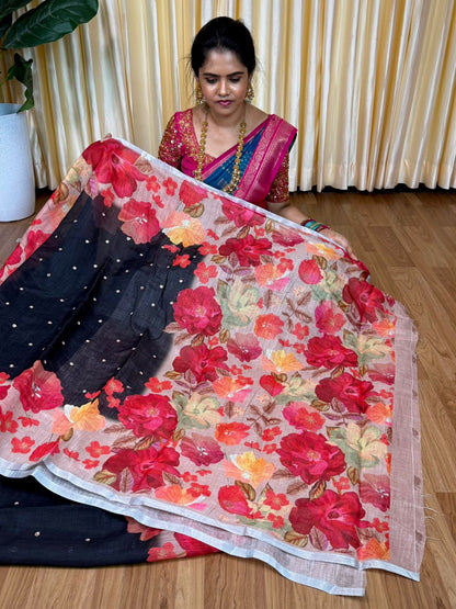 Linen cotton saree🥳