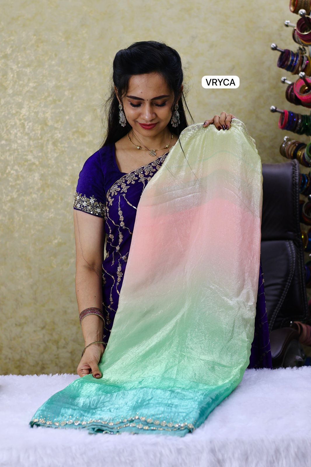 Space silk saree with real stone work border😍⏰ prebook