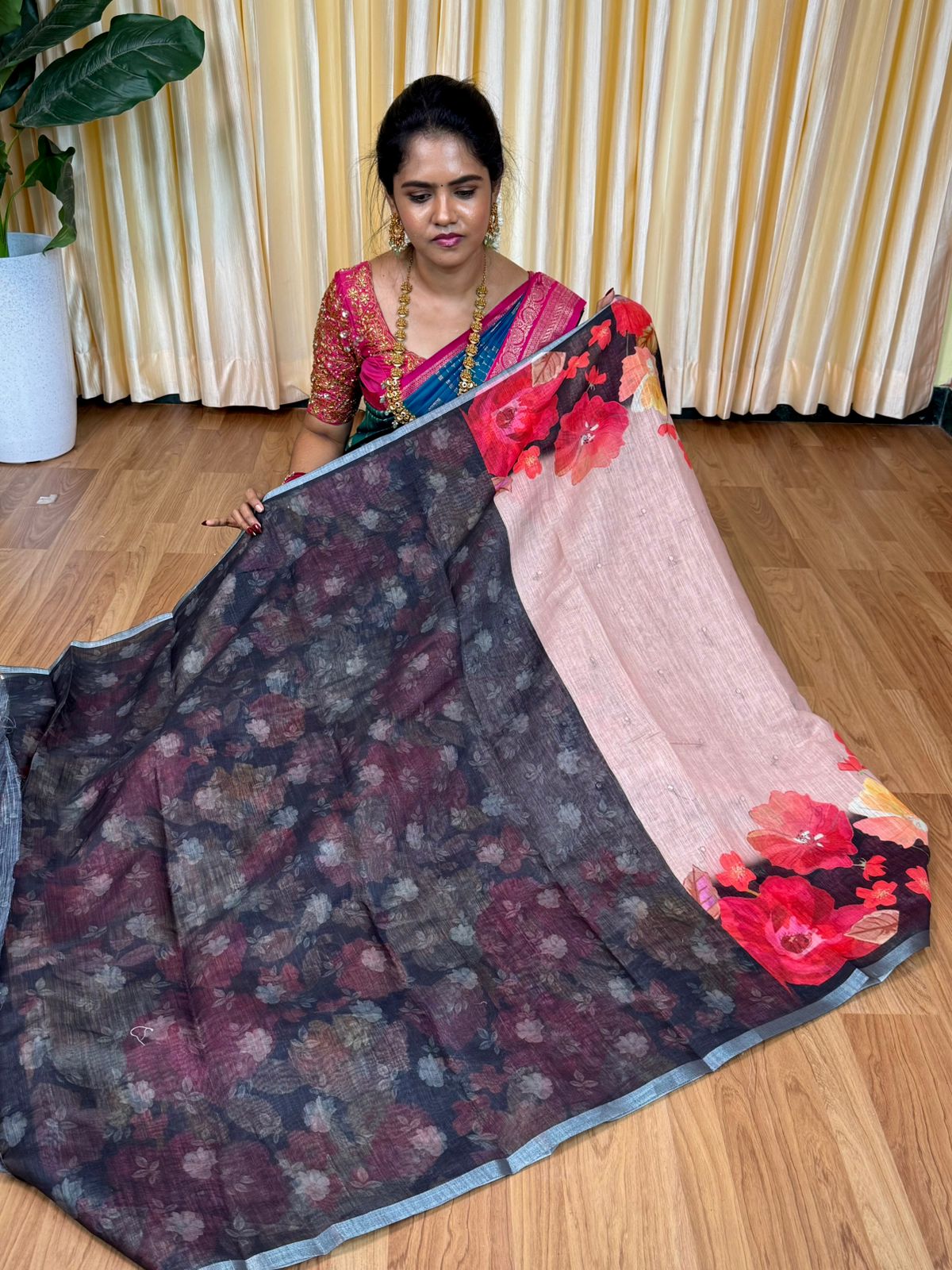 Linen cotton saree🥳