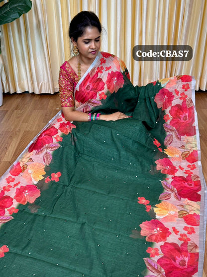 Linen cotton saree🥳