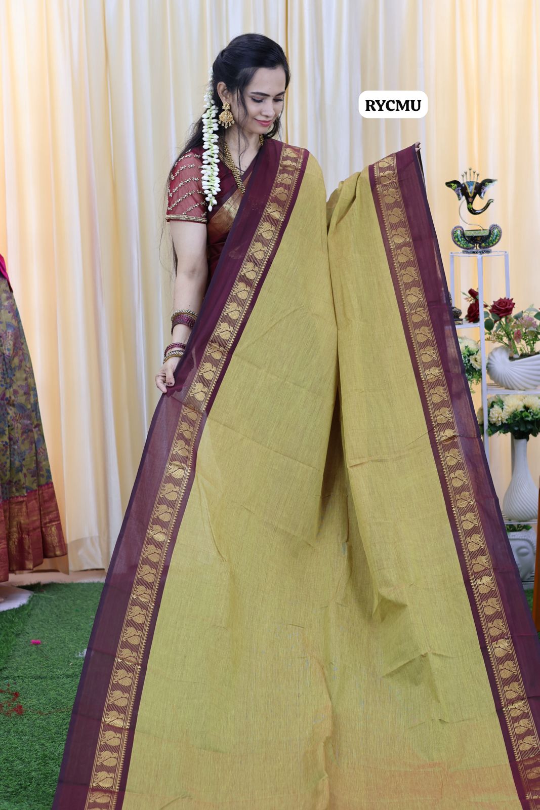 Premium chettinadu cotton with running blouse 🥳