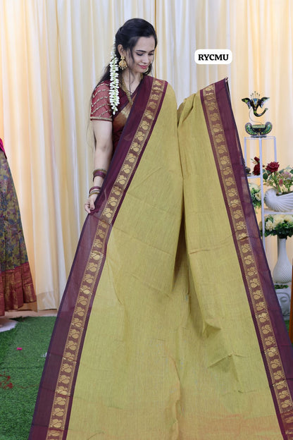 Premium chettinadu cotton with running blouse 🥳