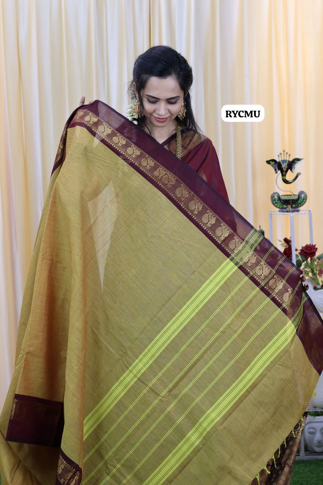 Premium chettinadu cotton with running blouse 🥳