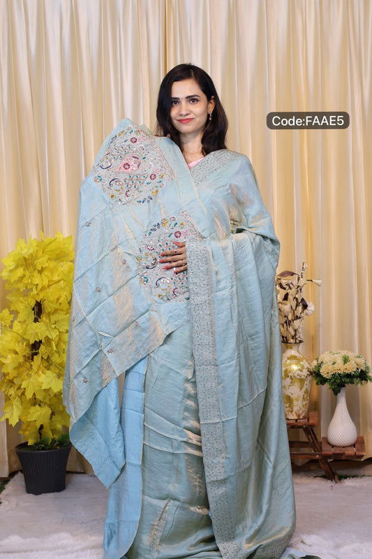 Space silk saree with work blouse😍😎📚