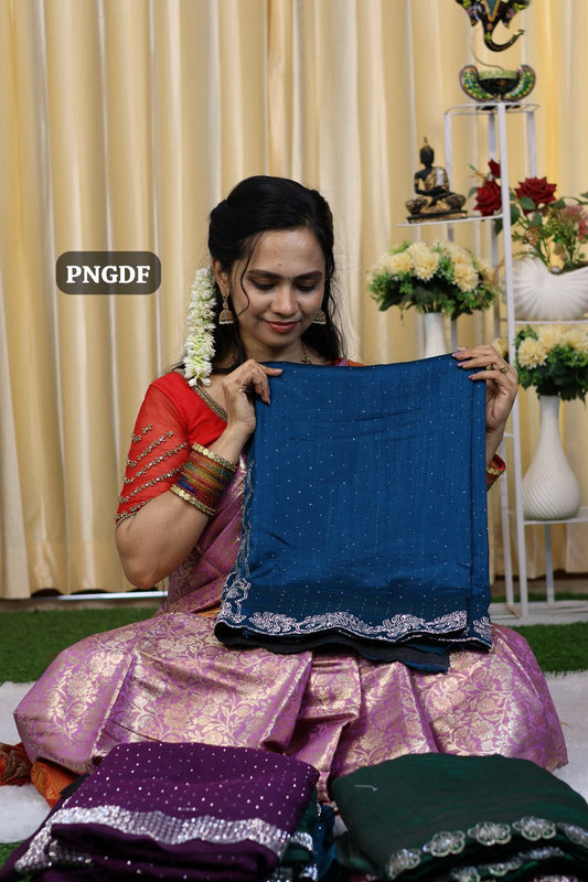 Designer saree with stone work😍🏃🏻‍♀️Ⓜ️Offer