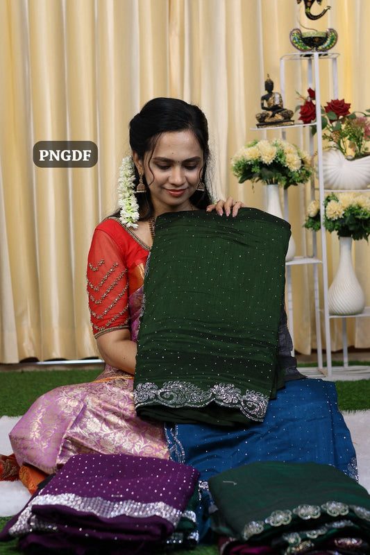 Designer saree with stone work😍🏃🏻‍♀️Ⓜ️Offer