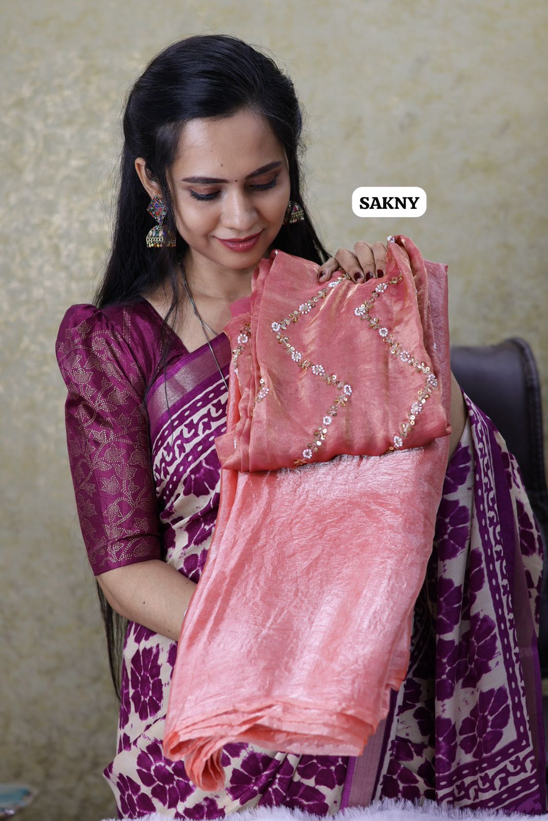 Space silk with heavy work blouse 🥳