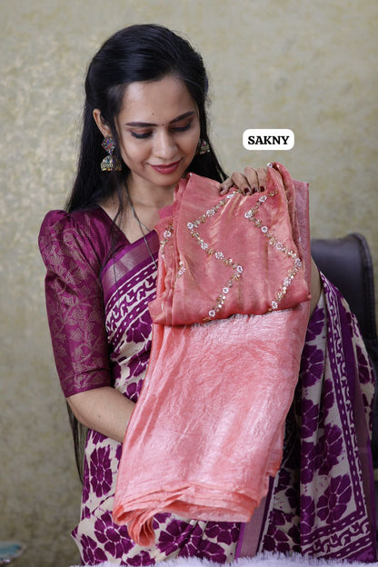 Space silk with heavy work blouse 🥳