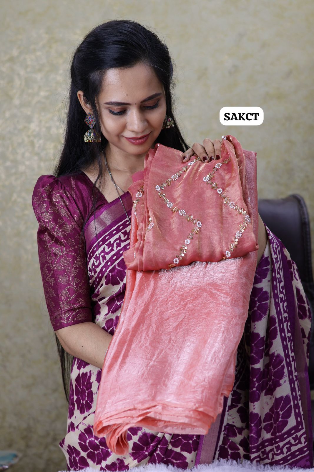 Space silk with heavy work blouse 🥳