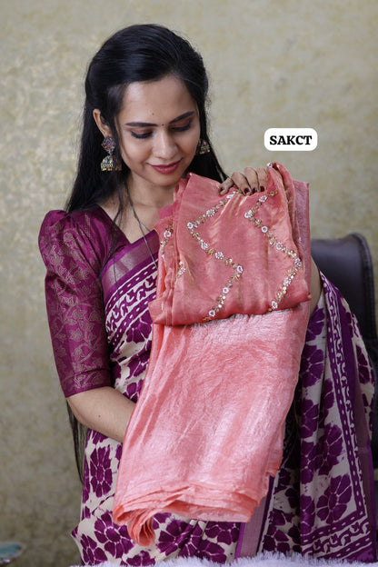 Space silk with heavy work blouse 🥳