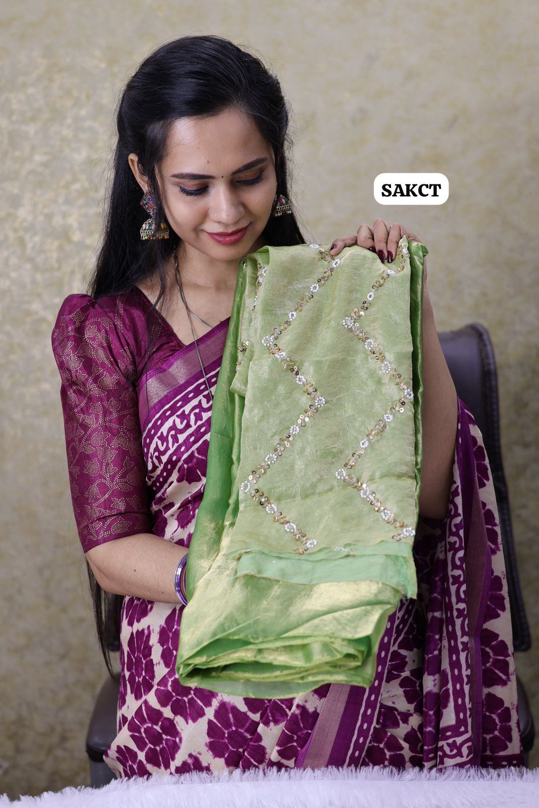 Space silk with heavy work blouse 😍🥳