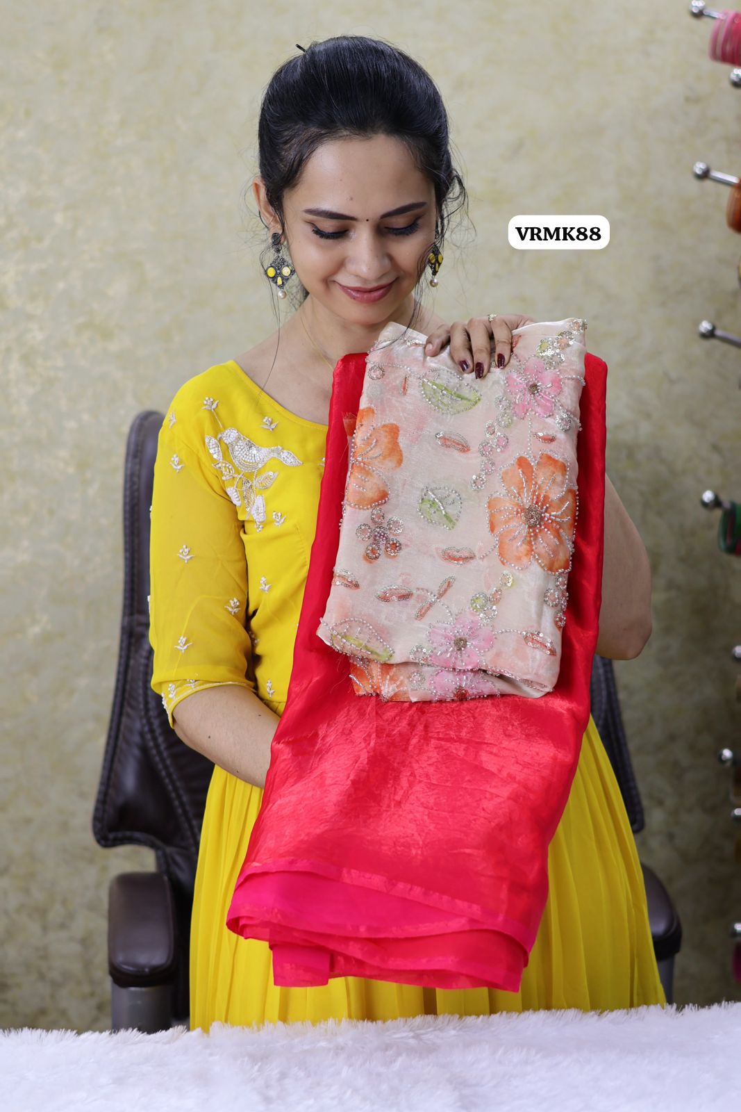 Space silk saree with heavy work blouse 🎁