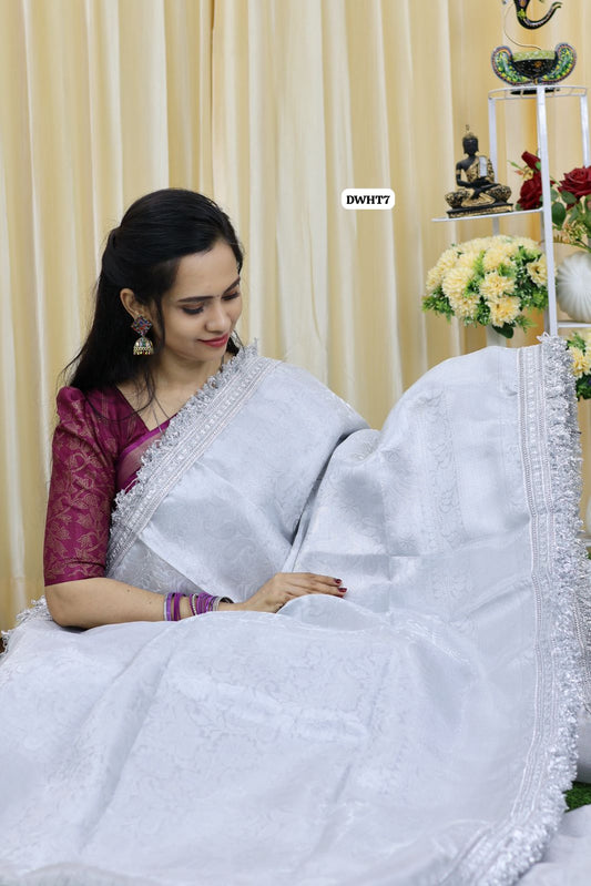 Christmas special offer katan tissue saree with lace border🥳