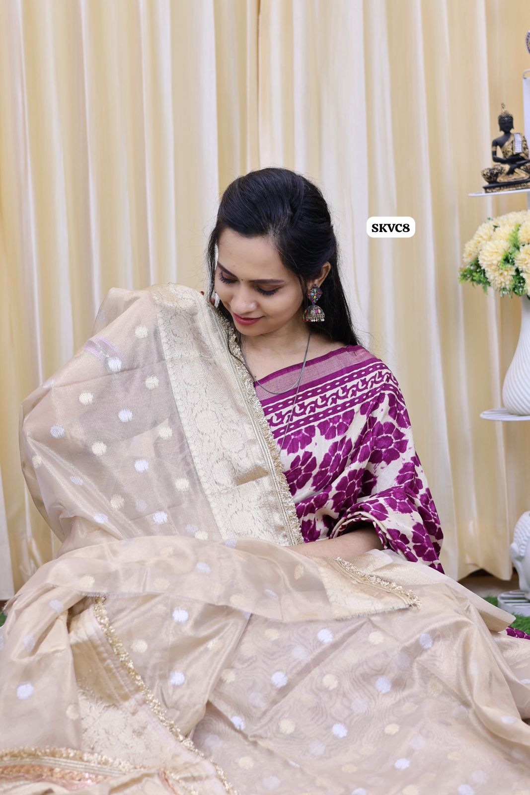 Soft katan tissue saree with lace border🎁