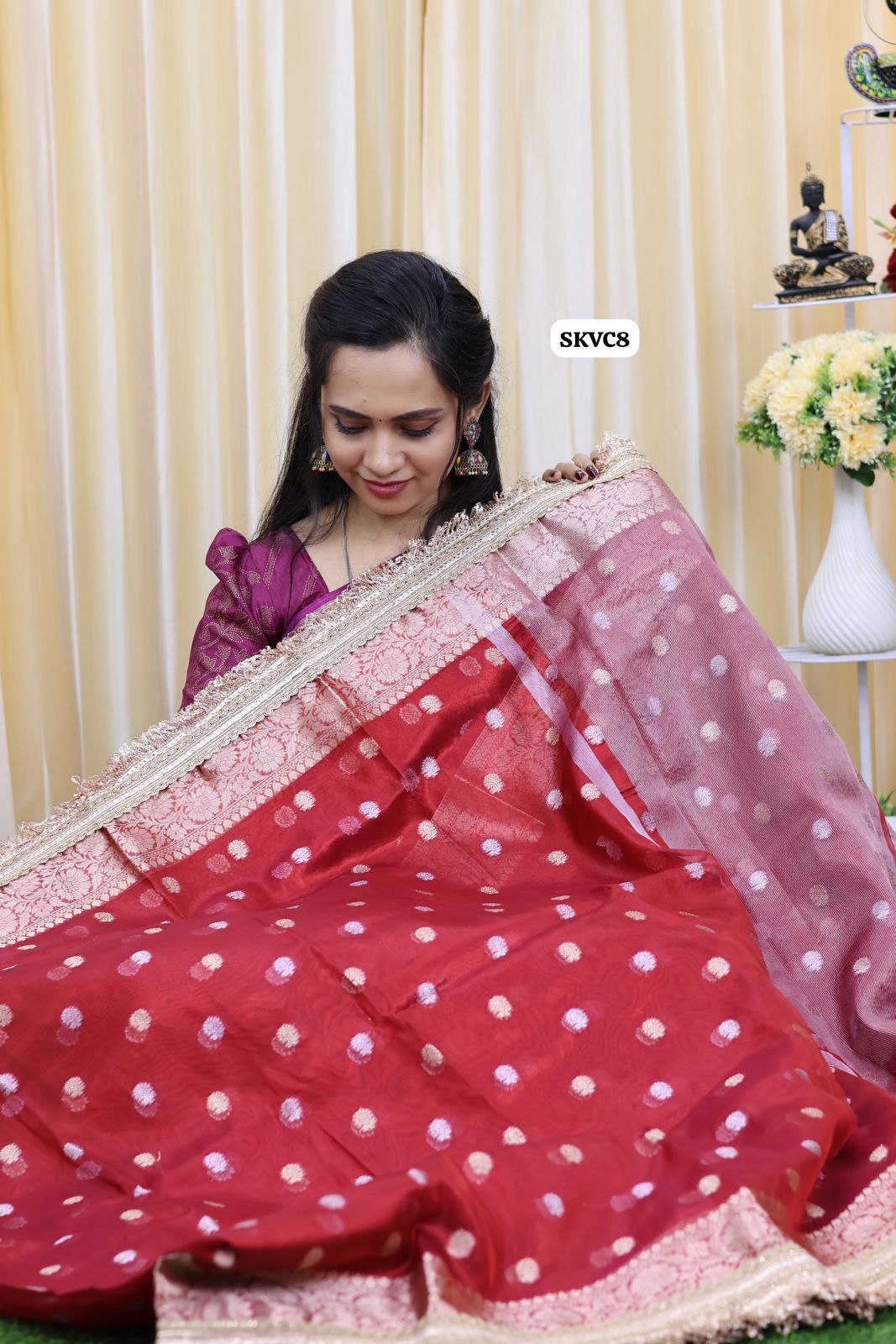 Soft katan tissue saree with lace border😍