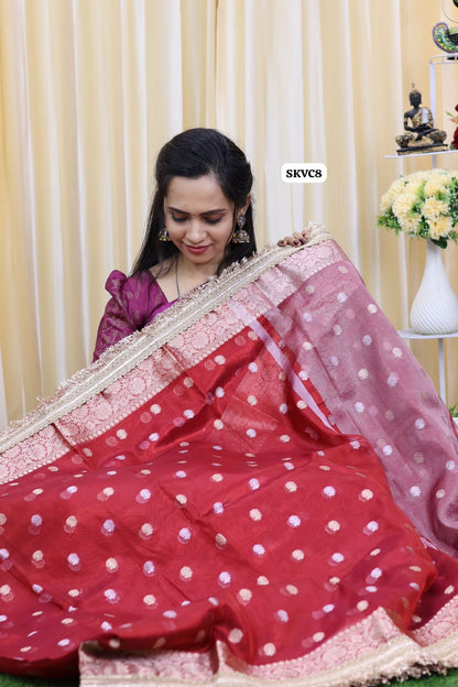 Soft katan tissue saree with lace border😍