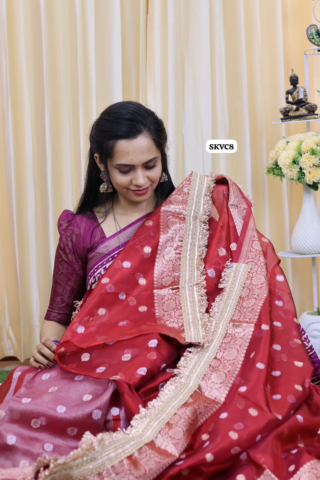 Soft katan tissue saree with lace border😍