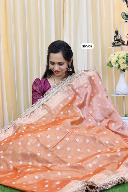 Soft katan tissue saree with lace border 😍