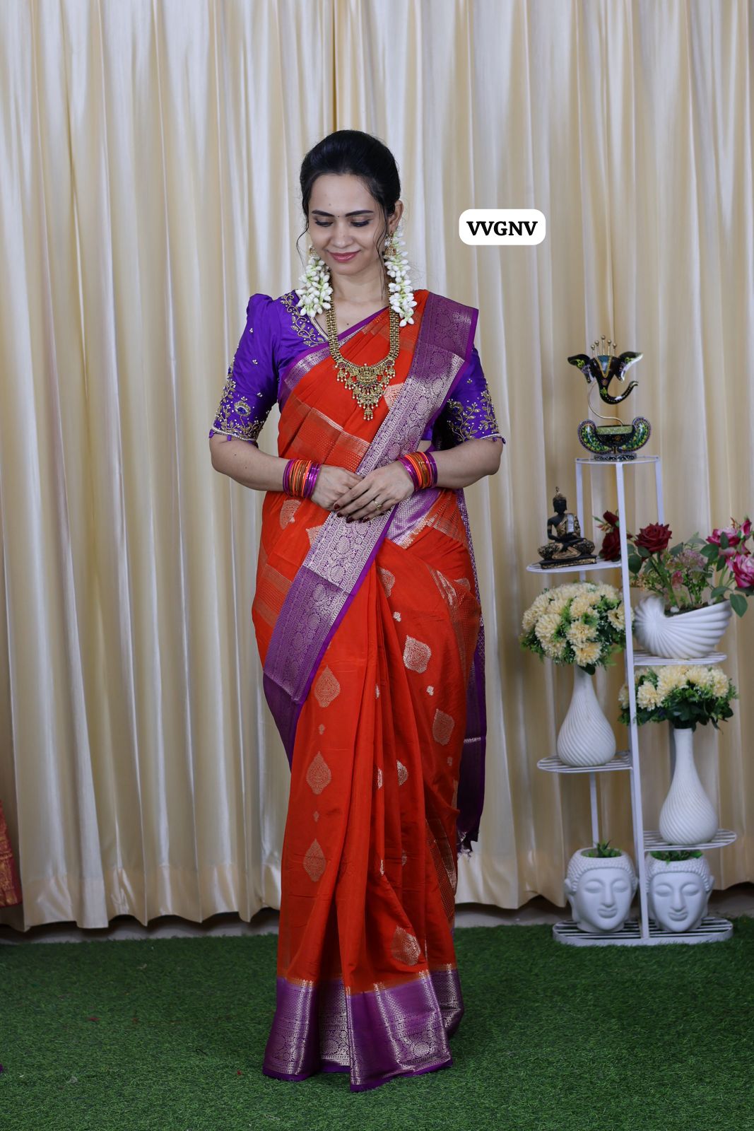 Warm silk saree contrast border 🥳