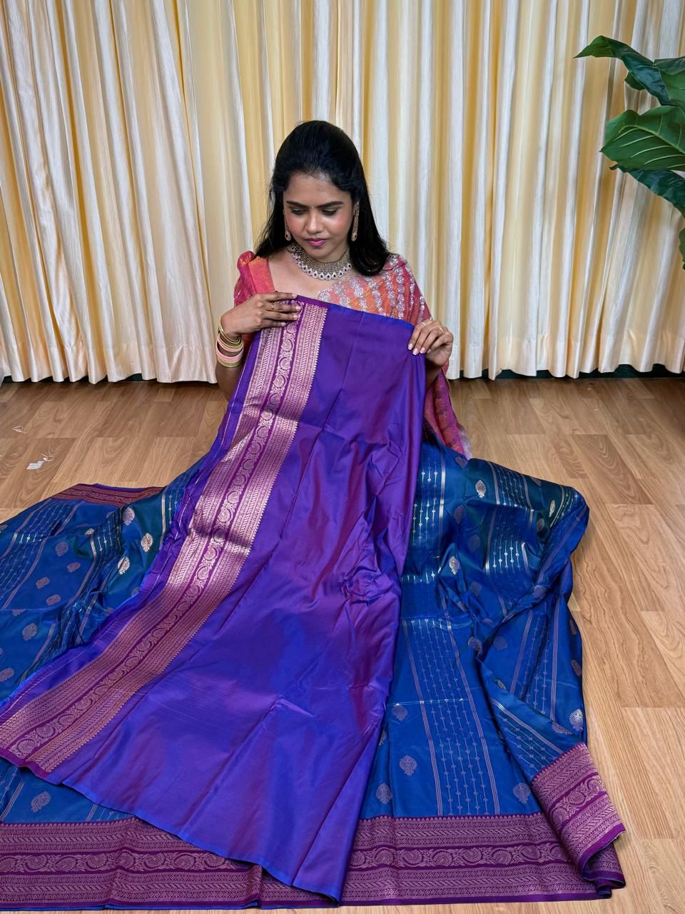 Kanchi semi silk saree with vairaoosi pattern 🥰😎🌈📚