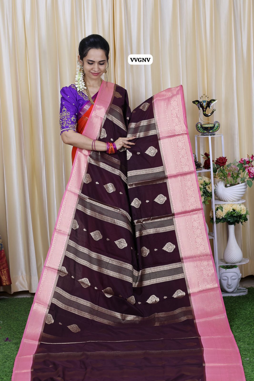 Warm silk saree with contrast border 🥰😎🥳