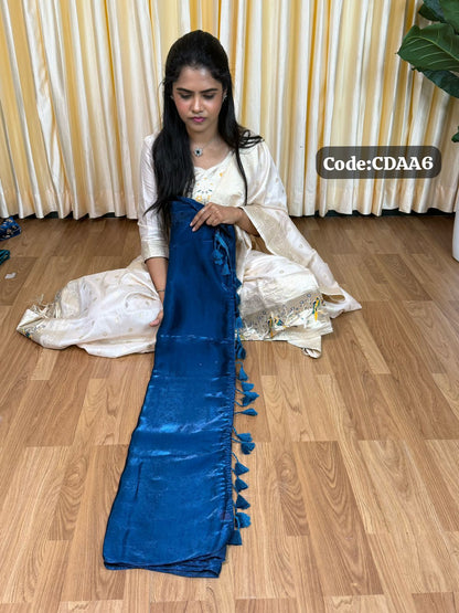 Space silk saree with work blouse🥰😎📚