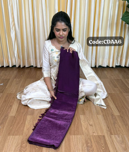 Space silk saree with work blouse🌈🥰😎📚