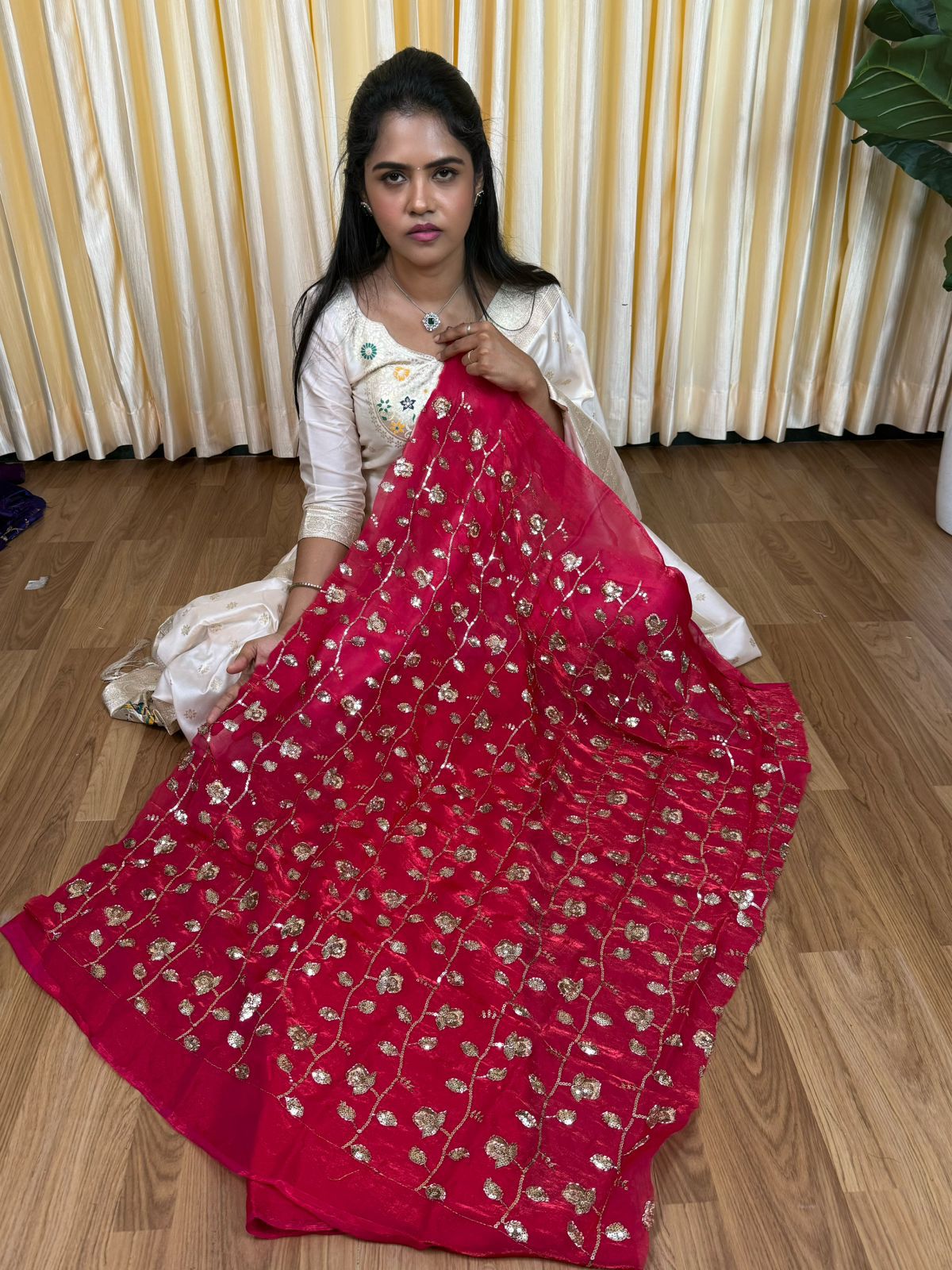 Space silk saree with work blouse 🥰😎📚