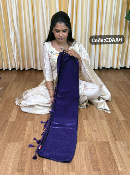 Space silk saree with work blouse 🥰😎📚