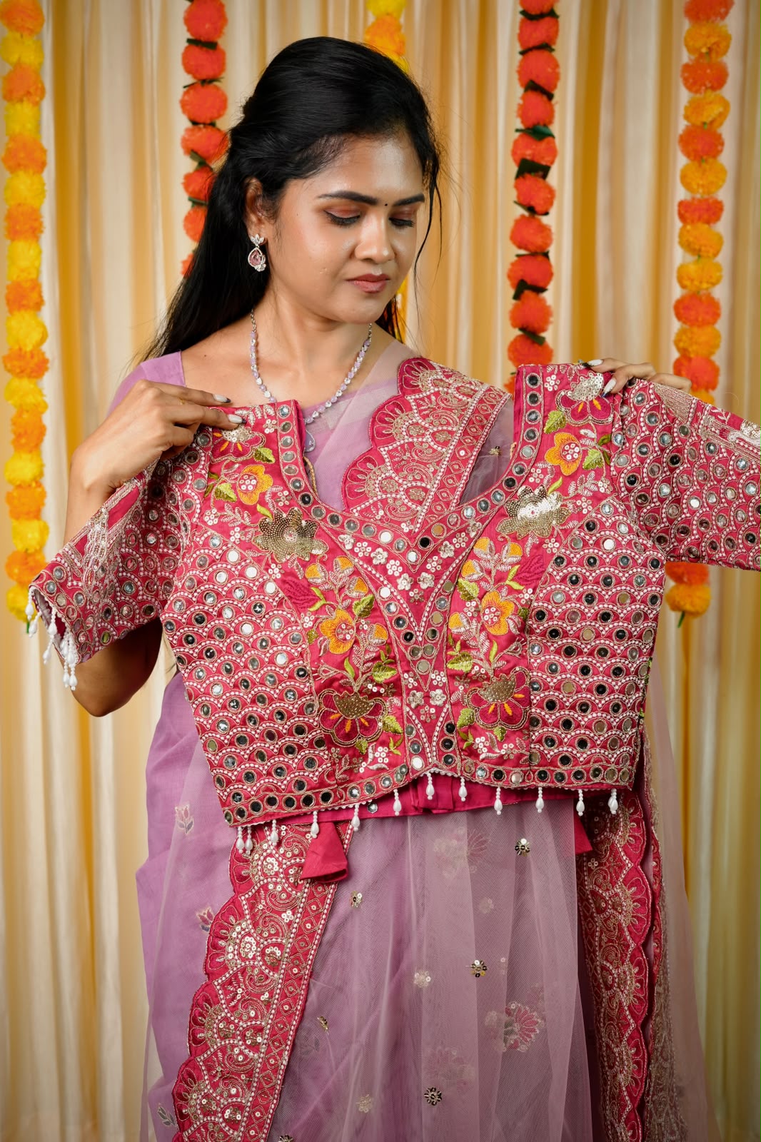Designer saree with stitched blouse🥳