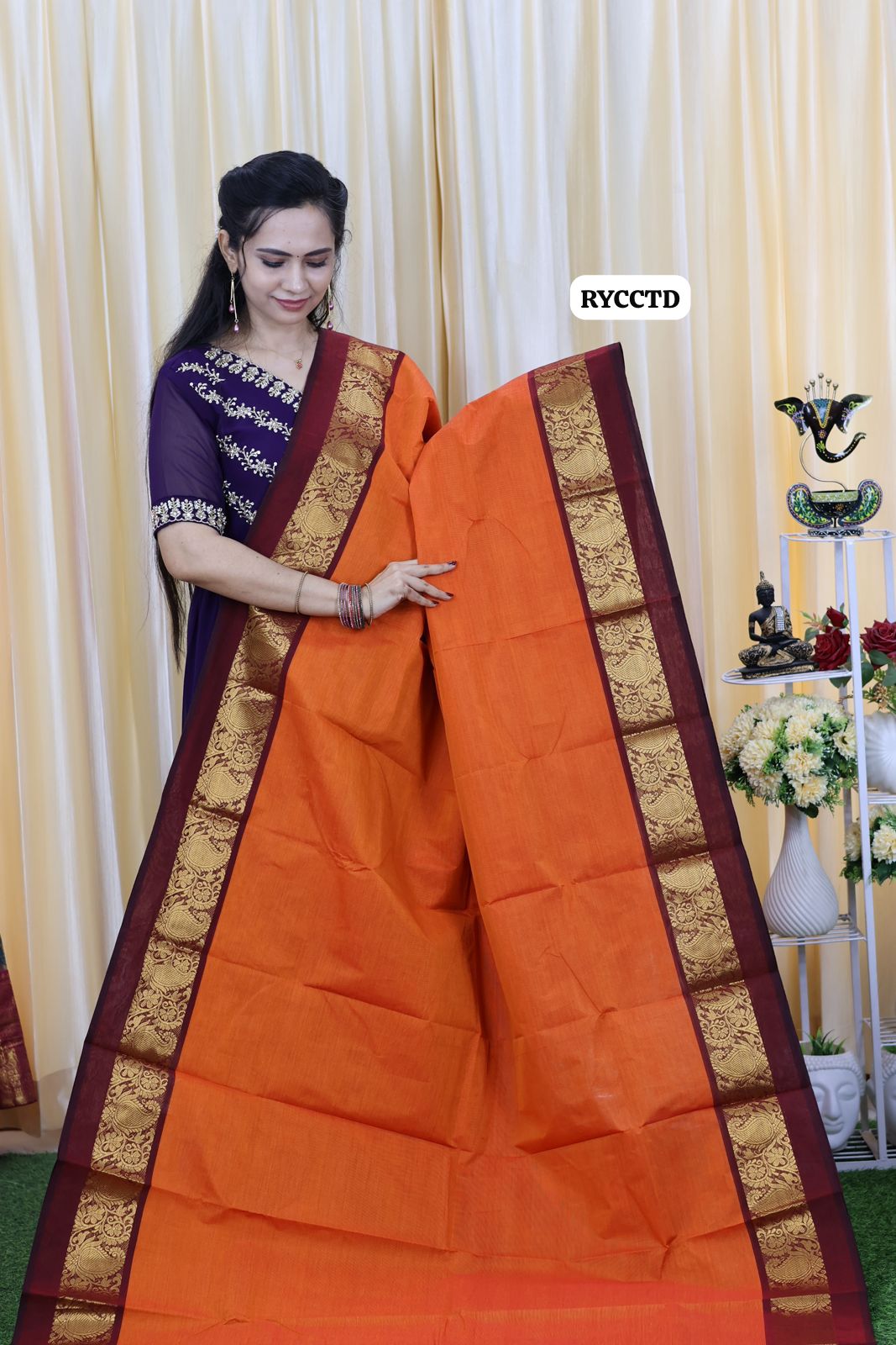 Kanchi cotton saree with running blouse 🥳