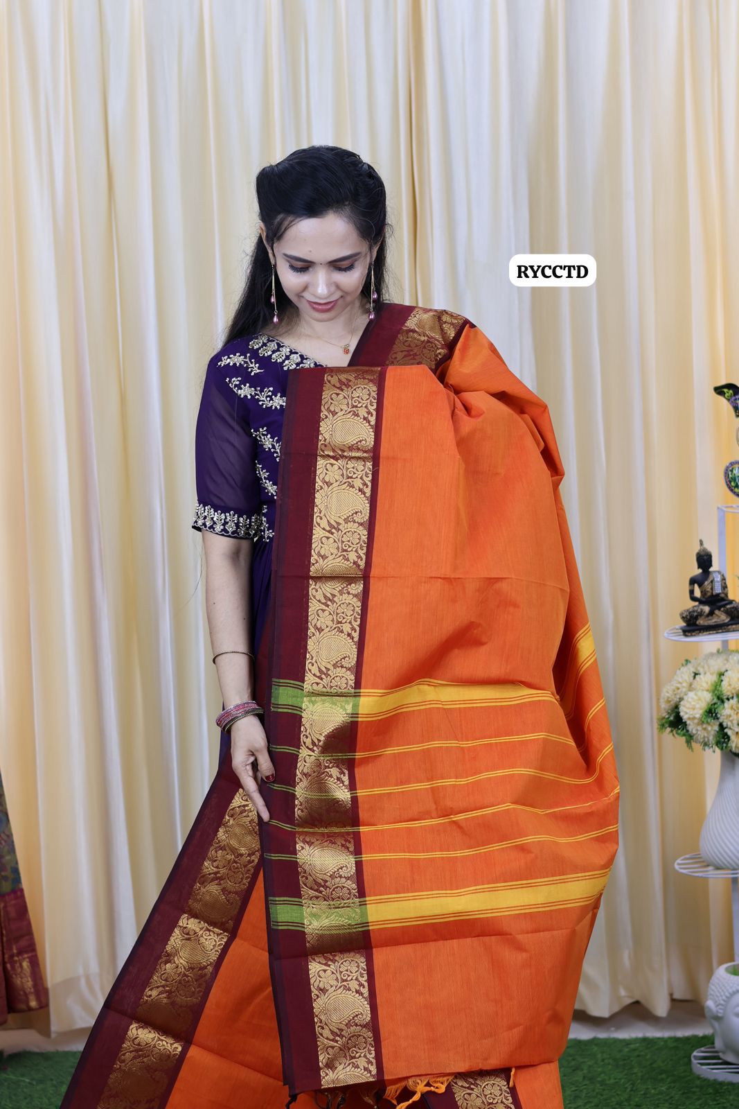 Kanchi cotton saree with running blouse 🥳