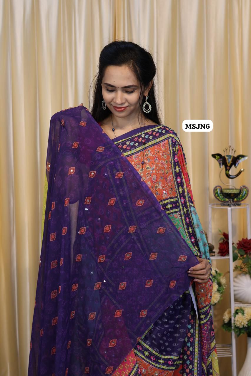 Masakali sarees with mirror work🌈🥰😎📚