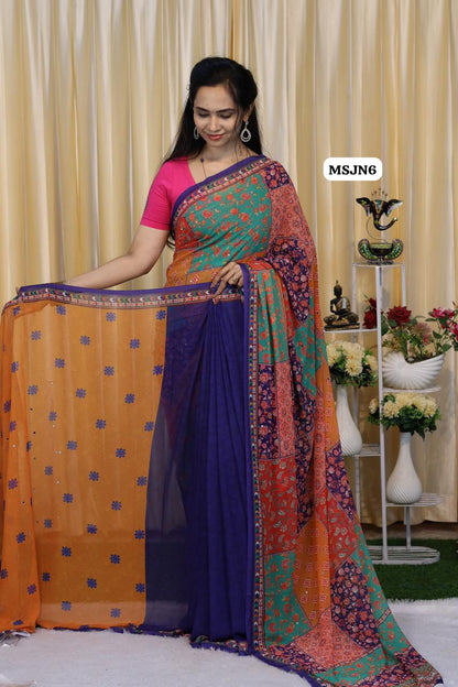 Masakali sarees with mirror work🌈🥰😎📚